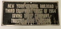 Heavy New York Central Railroad Sign