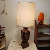 Antique Wooden Crest Lamp - Works