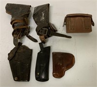 (6) Vintage Military? Leather Holsters & Pouch