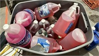 Large tub full of RV anitfreeze and wash fluid
