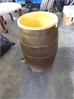 Plastic barrel planter 10in round and 18in tall