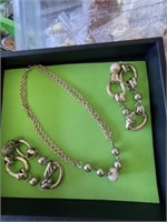 Gold Tone Magnetic  Necklace and 2 Bracelet Set. C