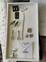 Sterling Silver Lot: Llama Necklace; 2 Tie Tack Pi