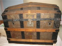 Early Dome Top Steamer Trunk…3” wood staves over d