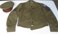 WWII Army Crusher Hat (mint) and Eisenhower Jacket