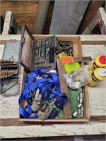 Drill bits strapes and small socket set