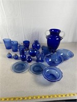 Cobalt Blue glassware including trophy vase,