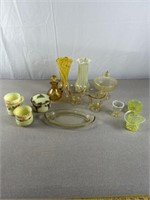Yellow and Vaseline colored glass including