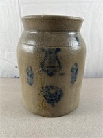 Vintage stoneware salt glaze crock. Approximately