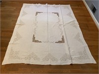 CUT OUT TABLE COVER HAND STITCHED 70" X 84 W/ 12