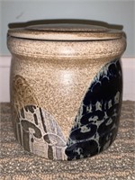 CRICH POTTERY COVERED JAR W/ LID 5" H X 4.5"