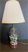 Glass Lamp Filled with Marbles