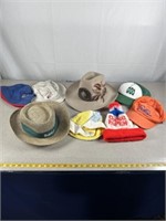 Cowboy hat, bucket hats with Chicago Cubs logos,