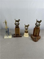 Vintage wood and metal trophies from the 1950s