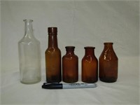 Vintage Bottles Largest 7" T