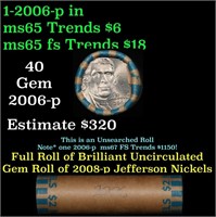 Shotgun Jefferson 5c roll, 2006-p 40 pcs Bank Wrap