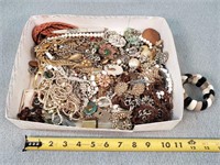 Box of Unsorted Vintage Jewelry