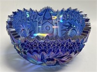 L.E. Smith Pinwheel Swirl Carnival Glass Bowl