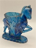 L. E. SMITH CARNIVAL GLASS BLUE HORSE