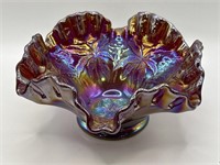 Westmoreland Ruffled Edge Carnival Glass Bowl