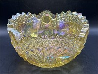Yellow Carnival Glass Pinwheel Bowl