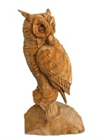 Large Solid Wood Owl Sculpture 38.5"h