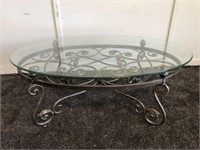 Glass Top Coffee Table with Metal Base