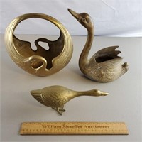 Brass Swan Planters & Decor