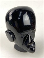 Black Onyx Obsidian Head Sculpture