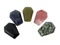 5 Natural Stone Carved Coffin Charms