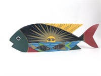 Hand Painted Folk Art Wooded Fish