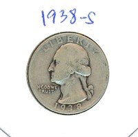 1938-S Washington Silver Quarter
