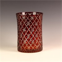 Antique red star Cut Glass ice bucket/large vase