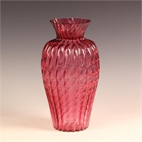 Vintage pink purple glass vase 12 inches tall