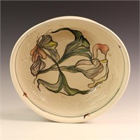 Large stoneware bowl with Lily design by NR Salamo