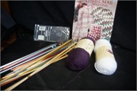 Bag of Yarn, Knitting Needles, Pattern Book