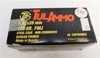 (40) Rounds of Tull ammo, black box 7.62x39.