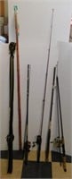 (6) Assorted fishing poles and reels including