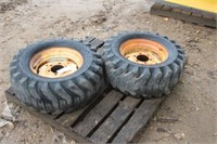 (2) 12-16.5 Skid Steer Tires on Rims