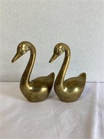 Two Brass Swans