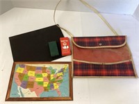 Vintage Chalk Board and US Map in Pouch