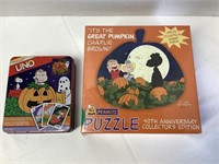 Great Pumpkin Charlie Brown Uno and Puzzle