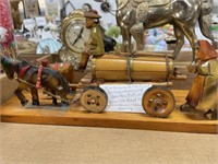 Black Forest German Wagon and wood rocking horse