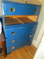 Blue dresser, missing drawer