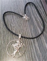 SILVER END OF TRAIL HORSE PENDANT & NECKLACE
