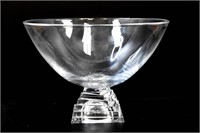 Art Glass Clear Crystal Bowl on 5 Tiered Base