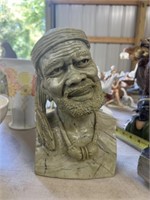 Signed heavy carved stone bust