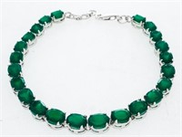 925 Sterling Silver Genuine 23 Oval Cut Emeralds B