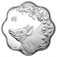 2019 $15 Lunar Lotus Year of the Pig - Pure Silver