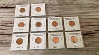 Brilliant uncirculated old wheat cent 1958 to 1981